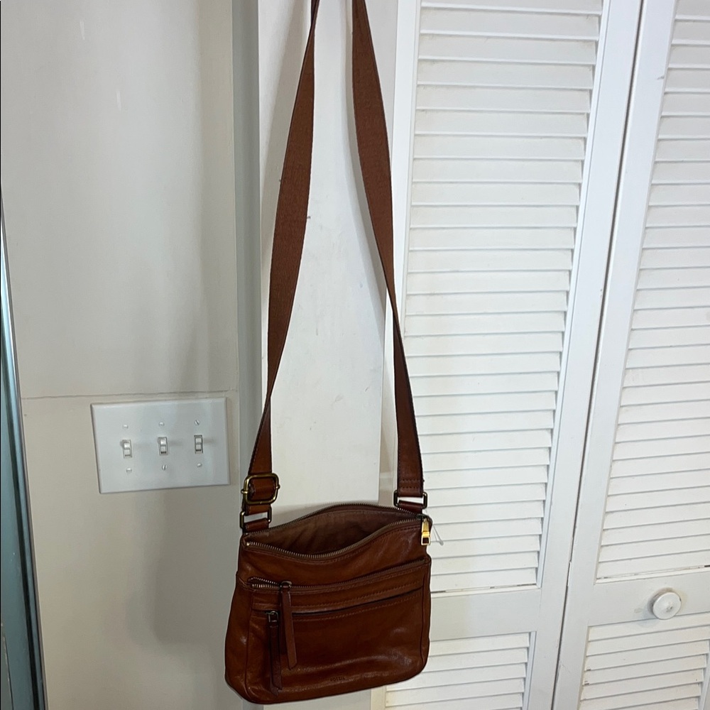 Fossil Fiona Brown Leather Messenger Crossbody Bag - Picture 4 of 6